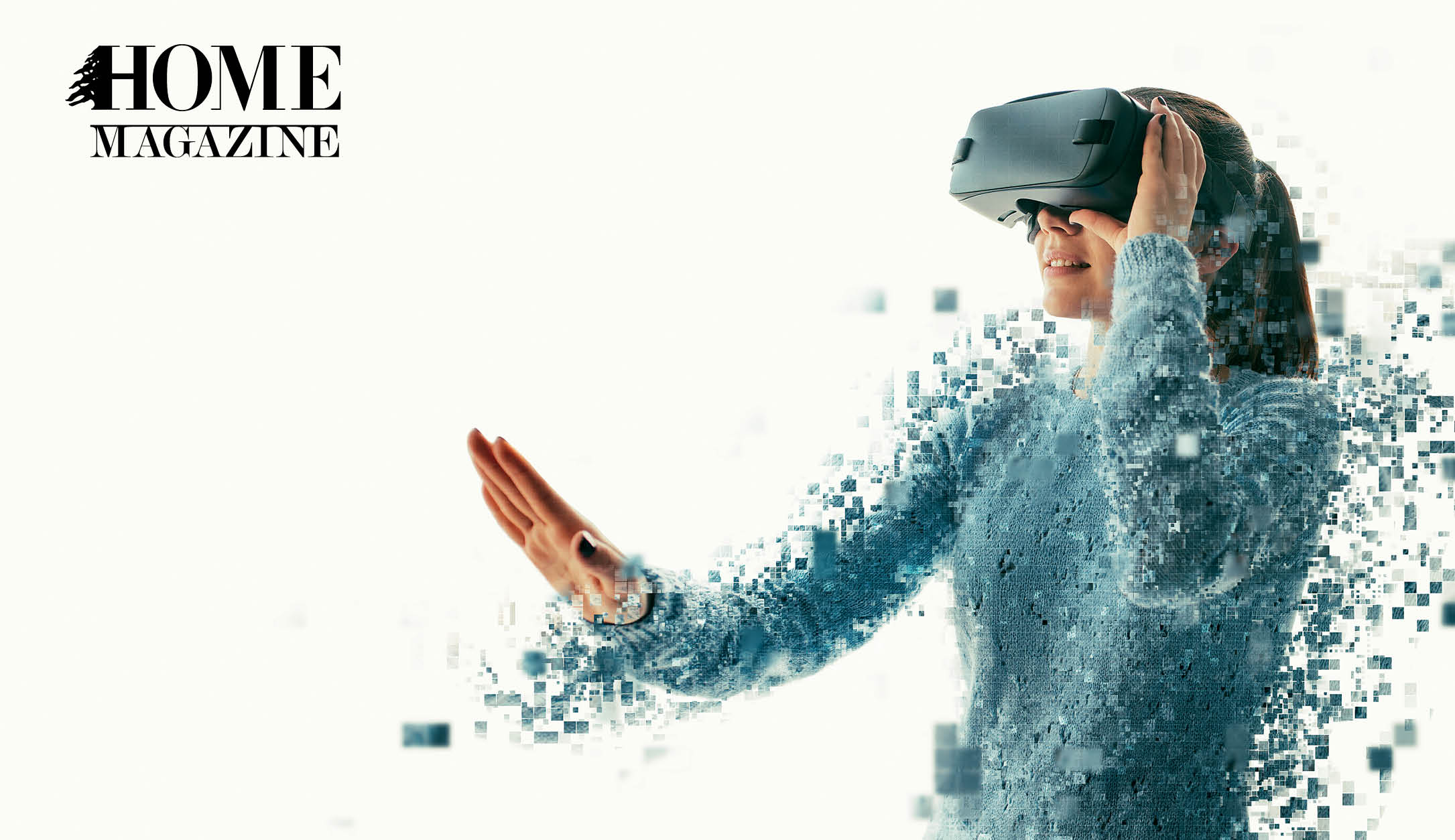 Woman and technological device