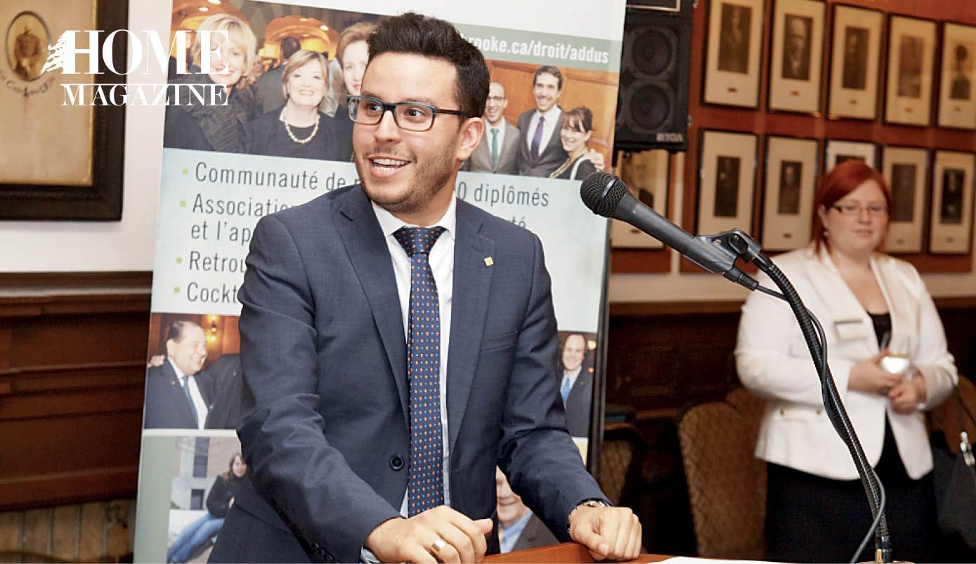 Smiilng man giving speech