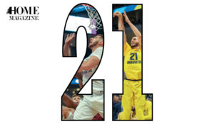 Number 21 with basketball player