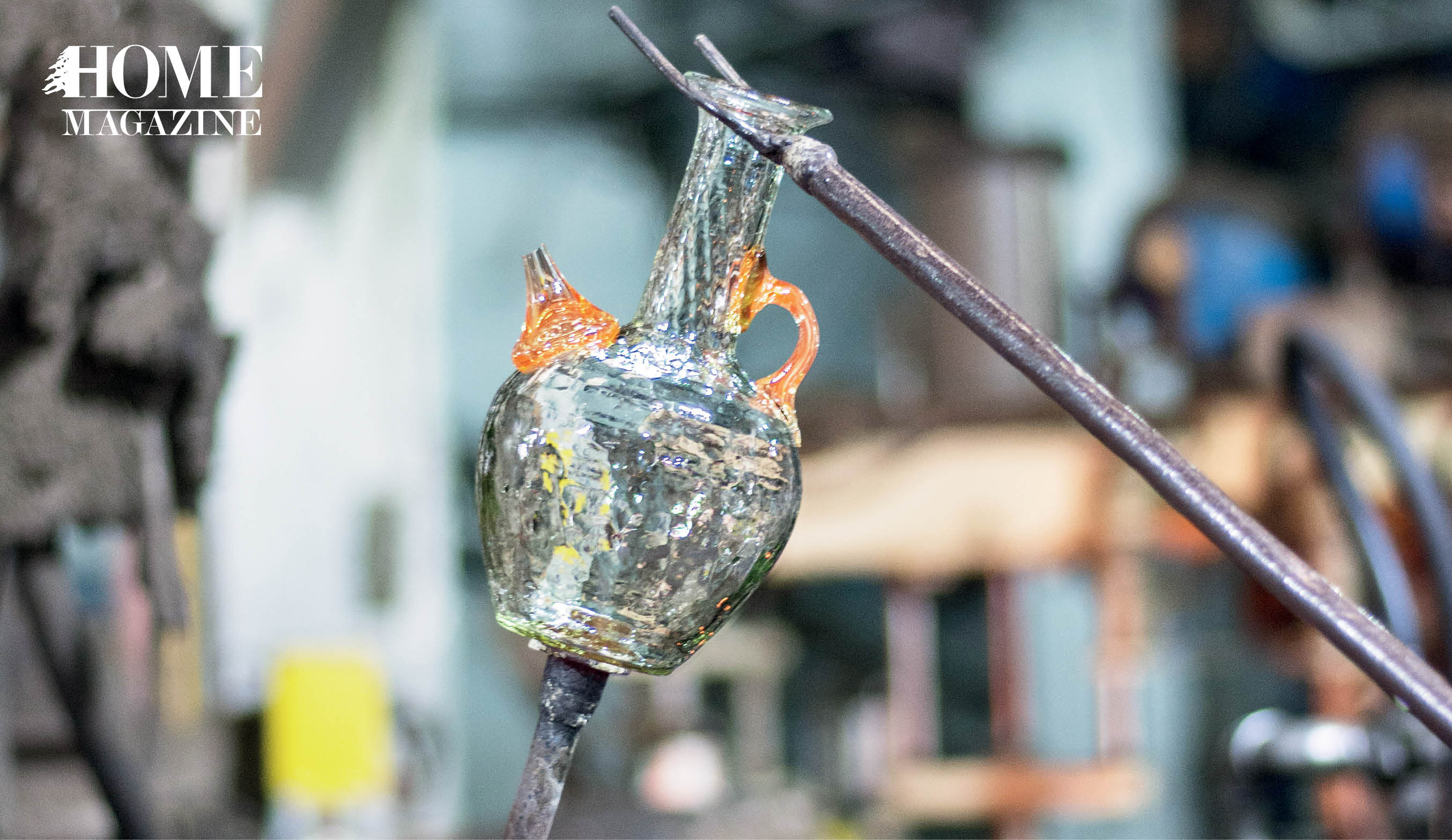 Glass pitcher in the making