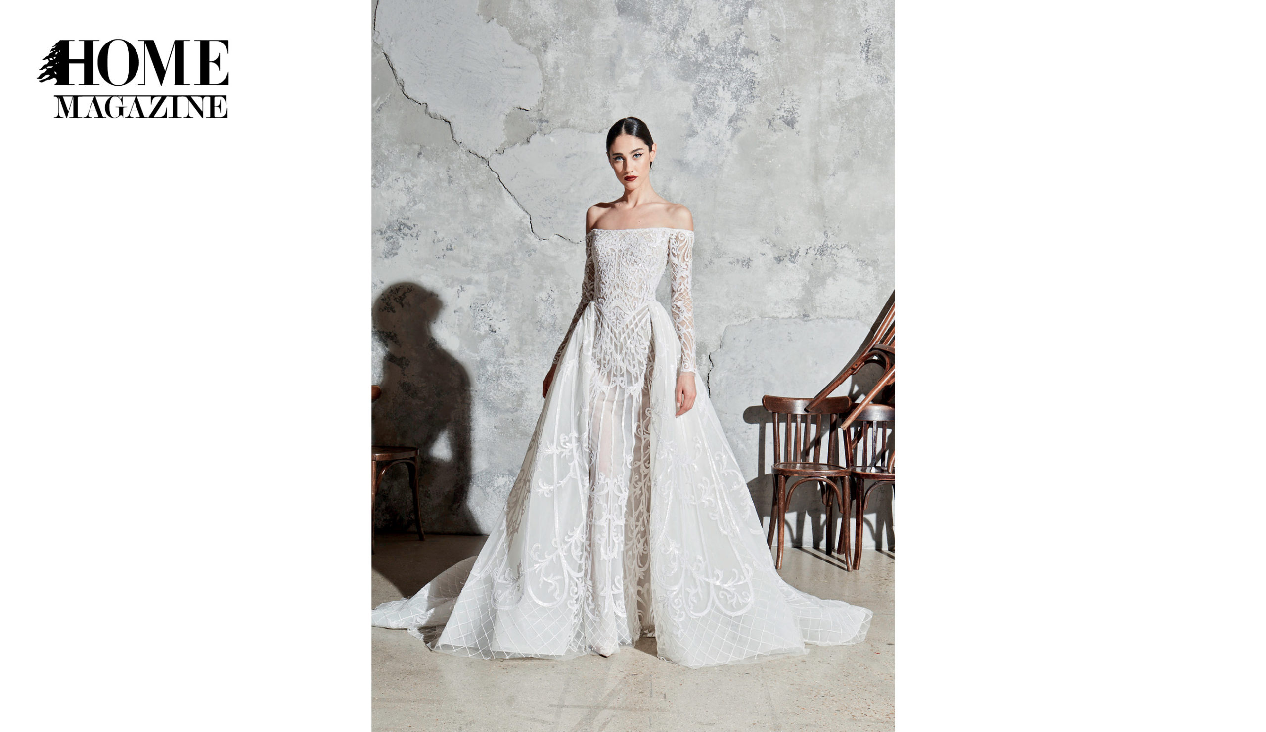 Model in bridal dress