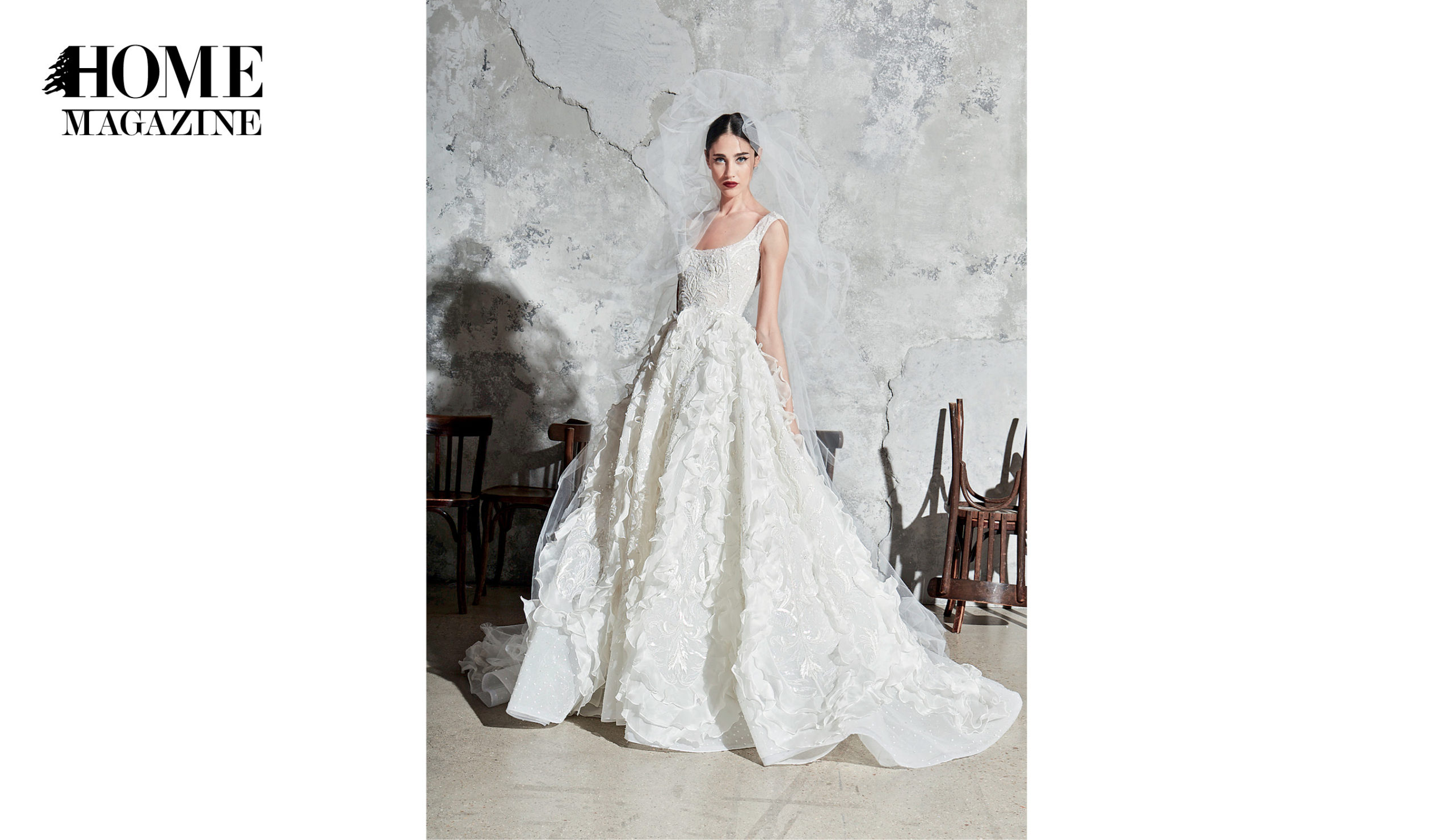 Model in bridal dress