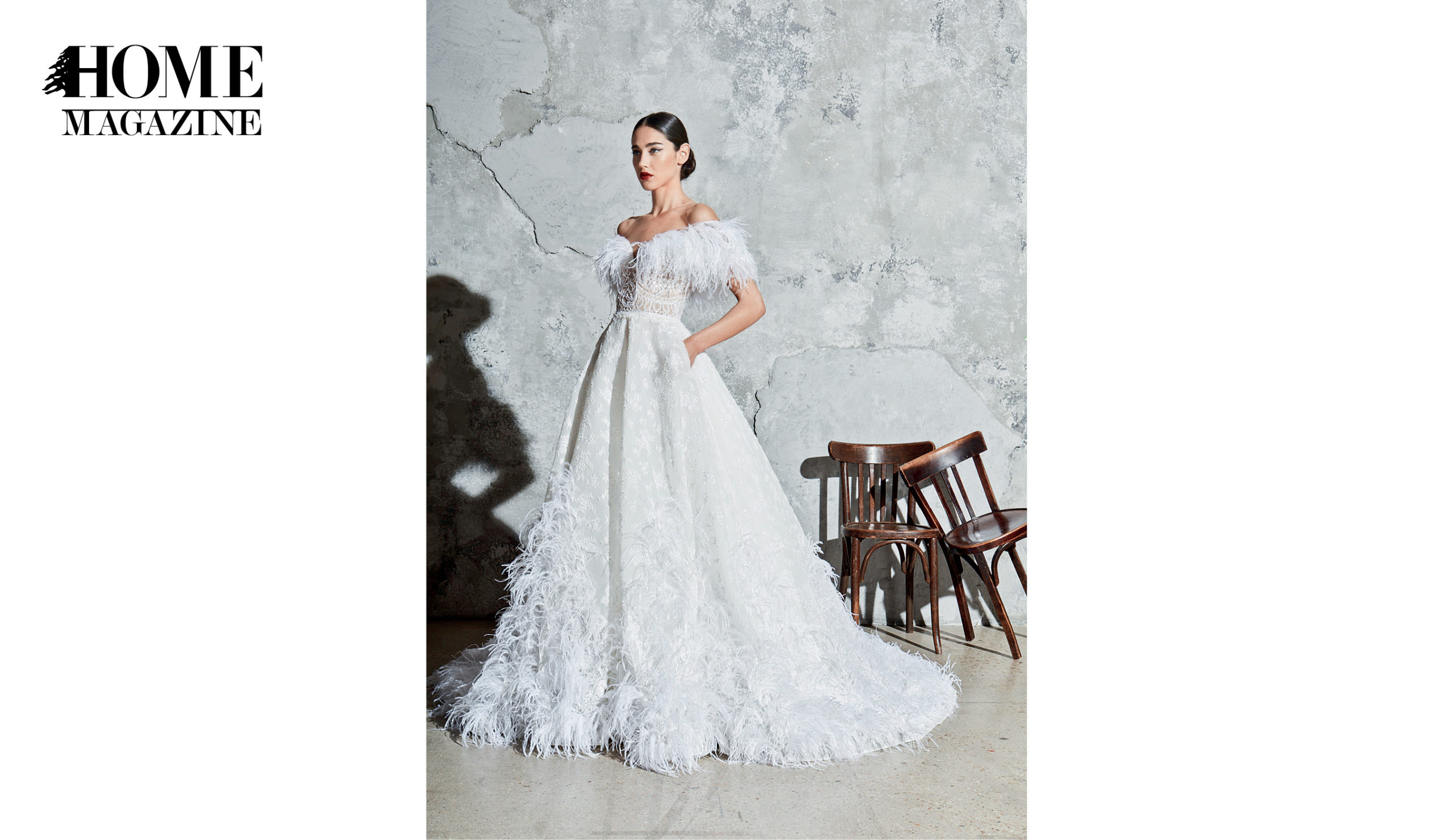 Model in bridal dress