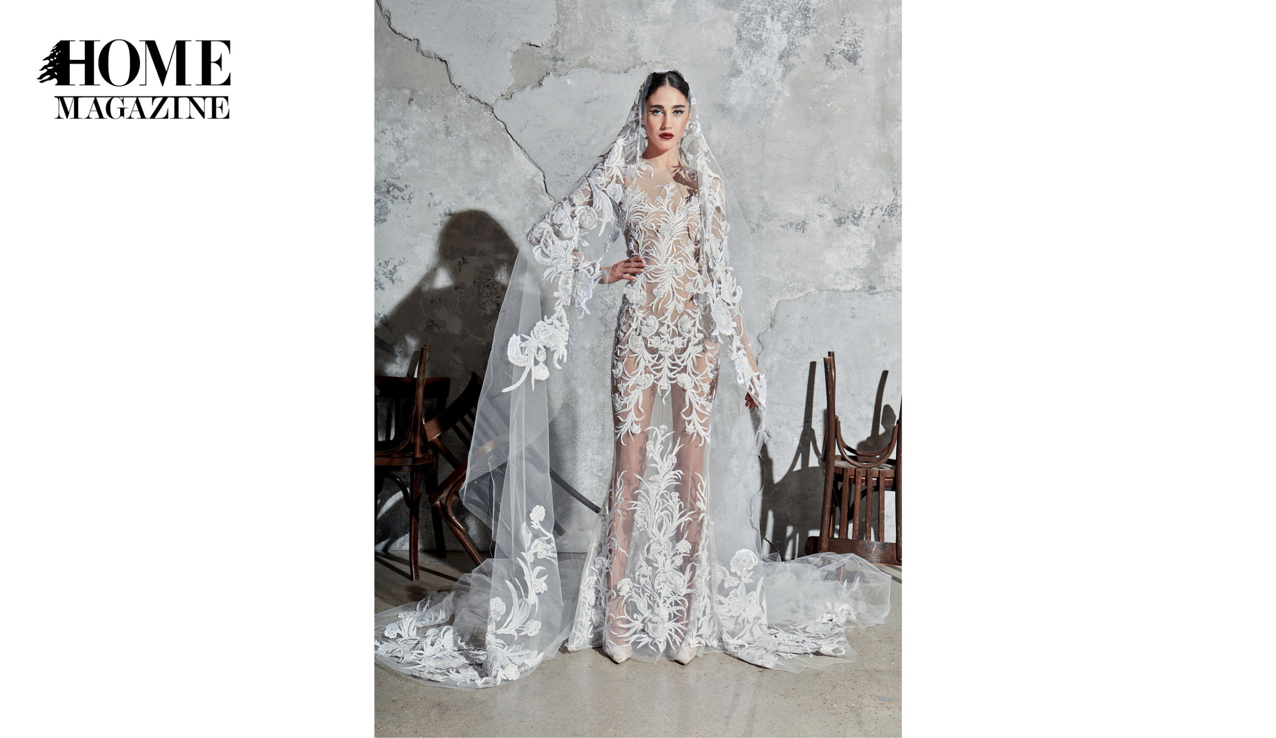 Model in bridal dress