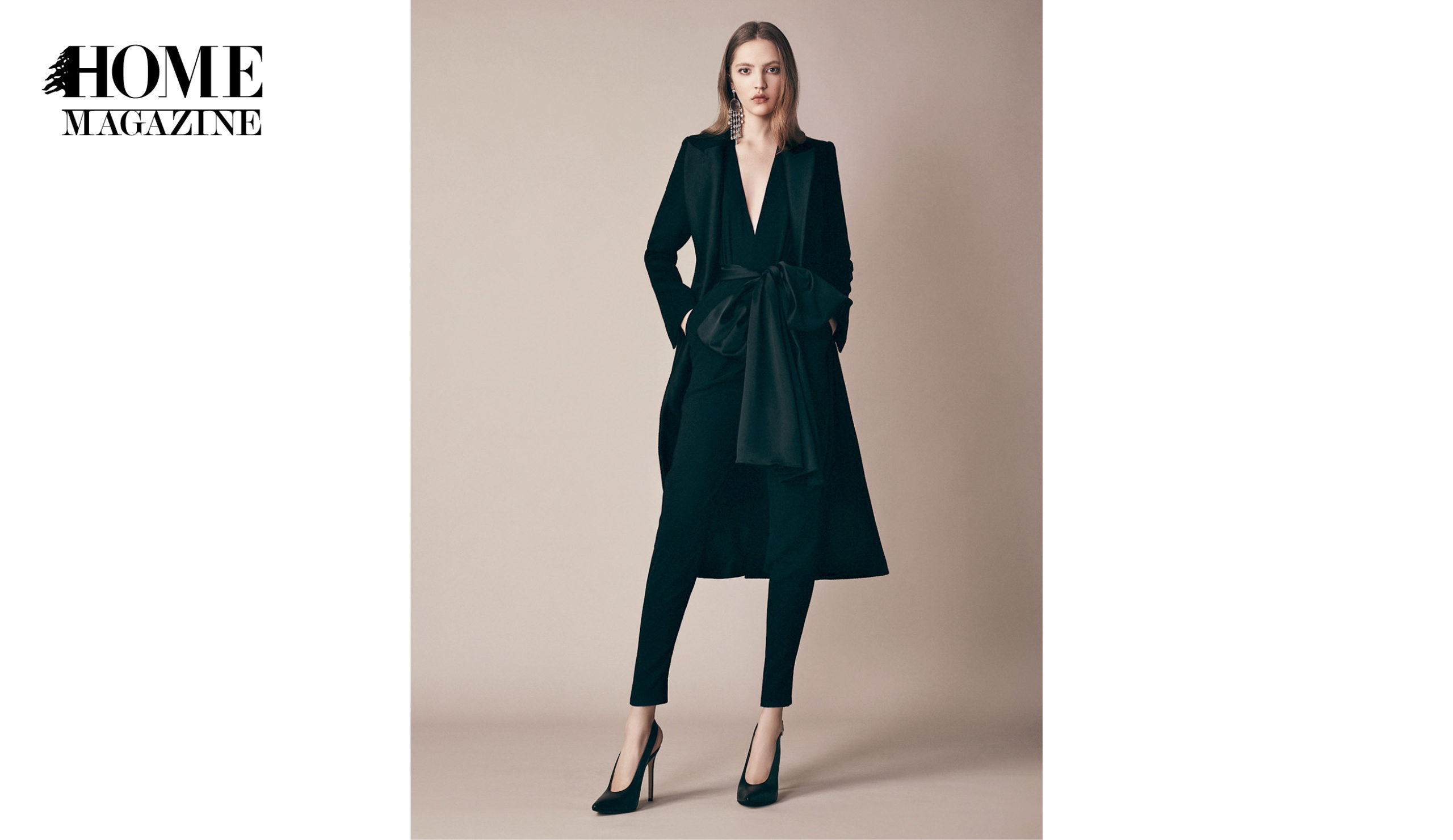 Model wearing black coat